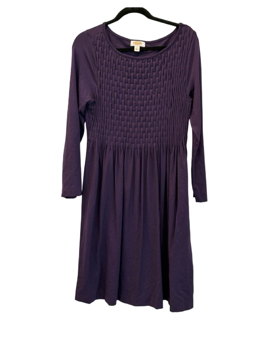 Talbots Women’s Long-Sleeve Dark Purple Pleated Bodice Dress